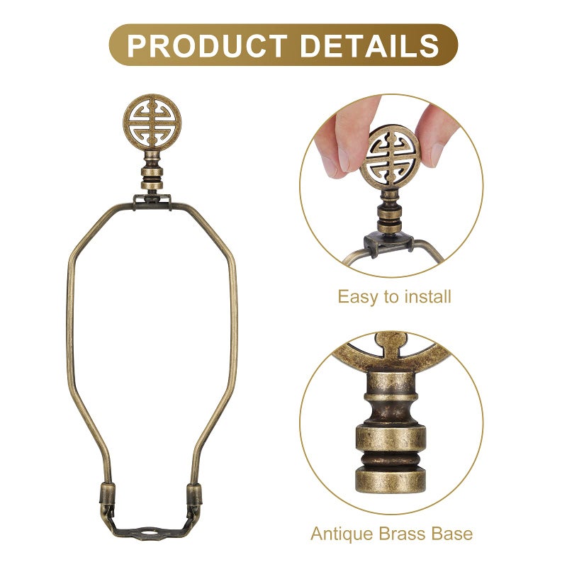 Canomo 2 Packs Oriental Asian Lamp Finial Cap Knob Lamp Decoration for Lamp Shade, Antique Brass, 2.16 Inches - Image 5